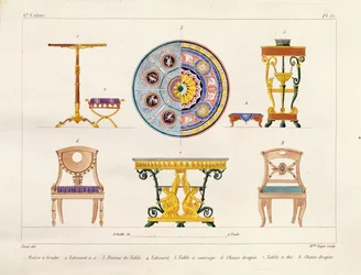 Diseños de muebles, grabado por Mme Soyer, placa 37 de 